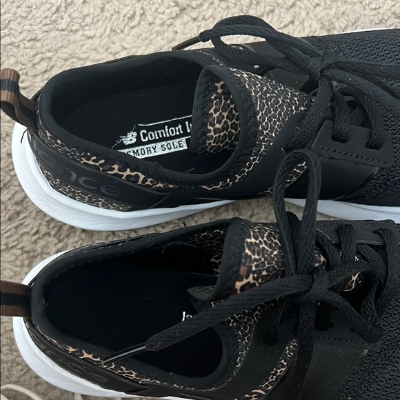 Women's New Balance Black and Leopard Print Athletic Shoes - Picture 6 of 6